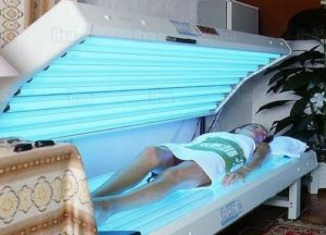 a sunbed session taking place